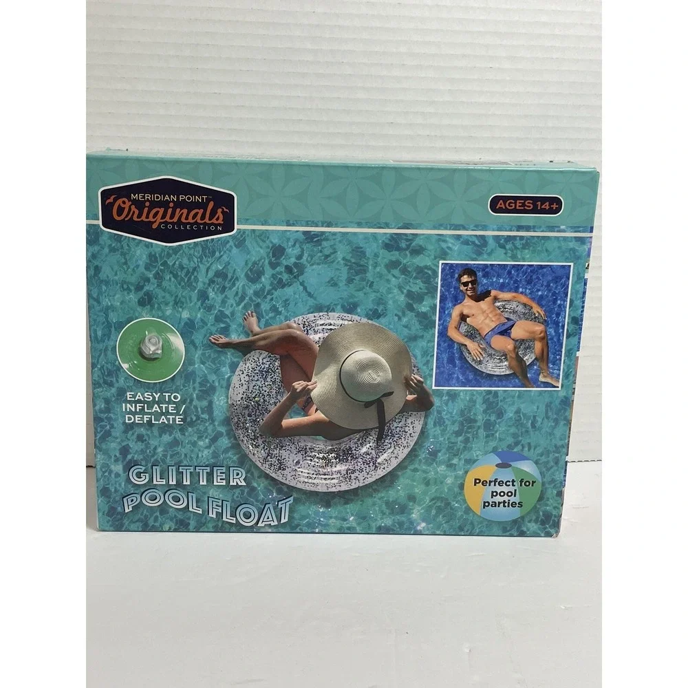 New Pool Float Glitter Swim Ring - Silver 34